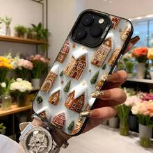 Carcasa de teléfono con diseño de casa de jengibre blanca con estampado navideño para iPhone adecuada para temporada festiva,Aplicable a los teléfonos de la serie Apple y Galaxy - Negro - Ver 6