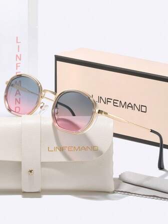  LINFEMAND leichter, luxuriöser Metallrahmen dekorative Modebrillen, zarter kleiner Rahmen Unisex Lässig, Reise, Pendeln, Urlaubsgeschenk