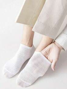 6/10/15 pares de calcetines de tobillo de unicolor negro, blanco y gris para mujer, de moda y casual, que absorben la humedad y son cómodos, adecuados para todo el año y uso diario y al aire libre - Multicolor - Ver 3