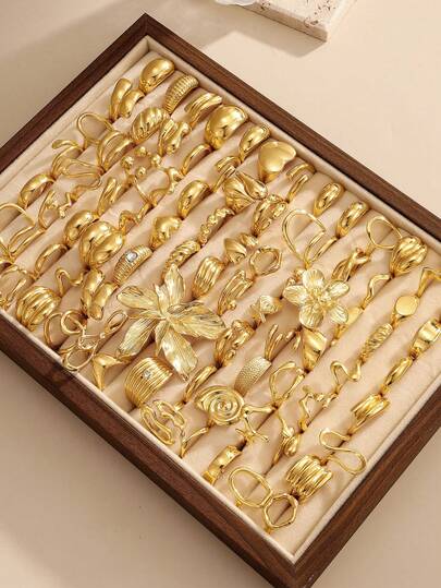 21件套不对称时尚戒指套装，女士百搭日常佩戴，随机发货，无包装盒