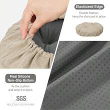 baibu Fundas para taburetes redondas supersuaves redondas para taburetes de bar solo un cojín beige 30 cm - Beis - Ver 4