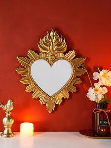 1pc Simple Sacred Heart Flame Shaped Decorative Hanging Ornament, Handmade Flame Heart Shaped Decor For Wall, Suitable For Religious Wall Decor, Home Living Room, Bedroom, Study Room Wall Decoration Or Photography Prop - Multicolor - View 5