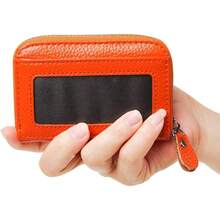 Portatarjetas de piel con bloqueo RFID de 12 ranuras para mujer, Café, Una talla, Cartera Rfid - Naranja - Ver 5