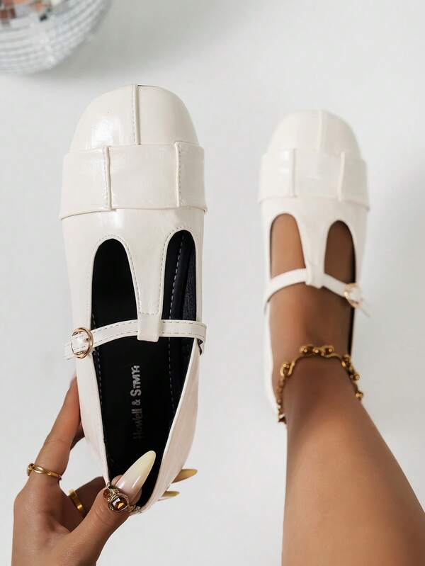 Women's Casual Versatile Shoes, New Design Round Toe Soft & Comfortable Slip-On Shoes With Strap Decor, Suitable For Commuting And Daily Wear