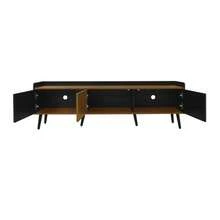 TV Cabinet, TV Table, TV Stand, Three-Door Base Unit. Compact Design. Black And Natural Wood Finish. Height 49.5 Cm / Length 160 Cm / Width 39 Cm - Black - View 10