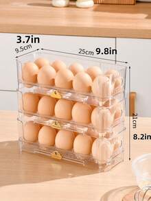 1pc Kitchen Refrigerator Egg Storage Rack, Stackable Design To Save Fridge & Kitchen Space, Made Of Transparent PET Material, Suitable For Daily Use - Clear - View 13