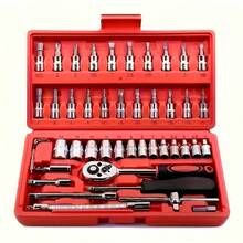 53pcs Professional Tool Set, Car/Bicycle Repair Mechanic Tool Kit, 1/2" 1/4" 3/8" Drive Deep & Standard Sockets, Racing Grade Automotive Parts Repair Ratchet Wrench & Other Car Maintenance Tool Set