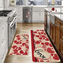 Alfombra de suelo para San Valentín con diseño de letras y corazones, antideslizante, para baño, cocina, entrada y sala de estar. - Multicolor - Ver 1