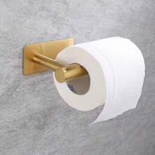 Stainless Steel Wall-Mounted Toilet Paper Holder, Bathroom Tissue Roll Dispenser, No Drilling Required, Self-Adhesive Toilet Paper Holder, Absorbent Paper Towel Rack, Paper Towel Holder, No Drill Toilet Paper Holder, Self-Adhesive Toilet Paper Dispenser, Absorbent Paper Towel Rack, Black, Silver, Gold, Bathroom Accessories, No Drilling Required, Wall-Mounted, Toilet Storage Rack, Bathroom Hardware, Bathroom Decor - Multicolor - View 3