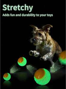 2.5英寸会发出吱吱声的发光狗狗球 - 几何图案，耐用天然橡胶材质，适合所有犬种，无需电池的互动训练玩具，可与宠物磨牙球搭配使用，适合小型至大型犬 - 彩色 - 查看 9