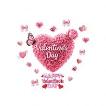 Floral Heart Window Clings Creative Removable Valentines Day Glass Decals Decor For Office Home Party - Pink - View 7
