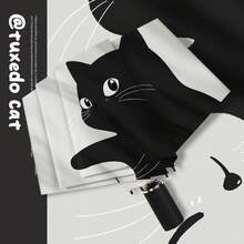 Fashionable Cute Cat 8-Rib Black Coating UV Protection Manual Folding Umbrella For Outdoor Travel - Multicolor - View 10
