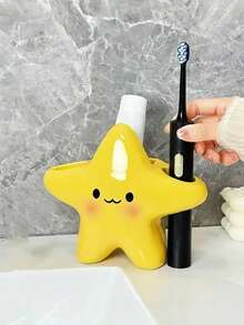 1个卡通星星牙刷架，儿童浴室牙刷收纳架，家用电动牙刷架，浴室储物架