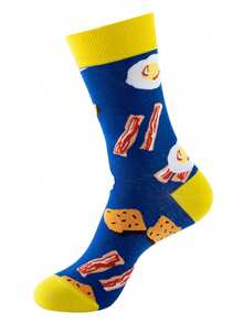 2/3/6 Pairs Random Fashionable Versstile Creative AB Asymmetrical High Top Socks With Cartoon Animal, Tool, And Character Patterns - Multicolor - View 5