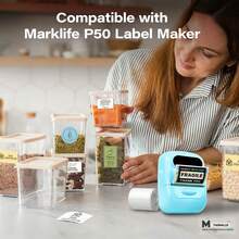 1 Roll, Marklife Label Maker Paper, Original Self-Adhesive Thermal Labels, Compatible With P50/D100/ Phonemo M110/M220/M221, 1.96''x1.96''(50x50mm), Square Stickiness Stickers Multi-Purpose,White,180 Label/Roll For Clothing, Ingredient, Logo, Barcode, Address, Glass Jar, Candle