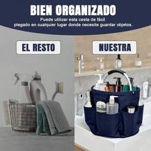 Canastas Organizadoras Para ArtíCulos De Limpieza Canasta Picnic Ce 17L Cestas Organizadoras De Tela Oxford Con 6 Bolsillos Exteriores y Asas Adecuada del Hogar Jardín Picnic Playa Azul Marino - Azulmarino - Ver 4