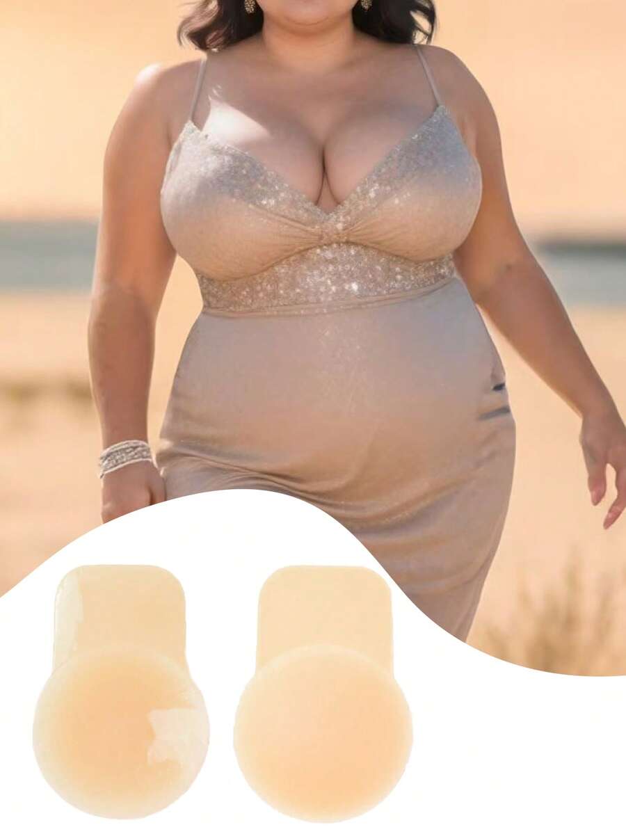 vfvQueen 1 Pair Plus Size Invisible Lift Breast Petals, Seamless Self-Adhesive Lift Bra Petals, Strapless Backless Lift Breast Petals, Streamlined Design, Smooth Texture, Adhesive Bra - Multicolor - View 1