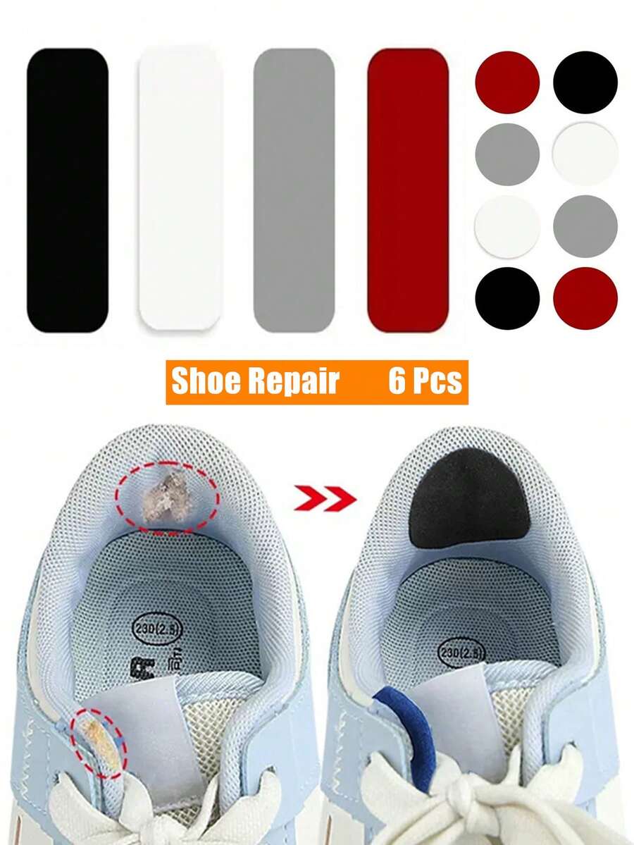 6片鞋垫修补贴，自粘式鞋跟保护贴，适用于运动鞋、高跟鞋，防止磨损和破洞，可水洗，不会损坏鞋子