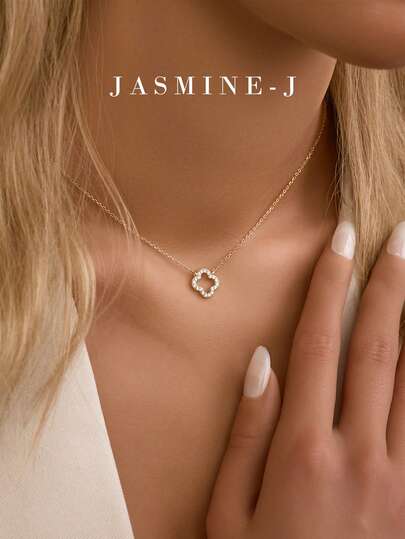 1pc 925 Sterling Silver Hollow Four-Leaf Clover Necklace, Inlaid With Diamonds, 14K Gold Plated, Low Allergy, Classic Minimalist Four-Leaf Clover Flower Necklace, Suitable For Women's Daily Wear, Perfect Gift For Her