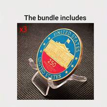 1/3Pcs United States 250th Anniversary Golden Plated Commemorative Coin Design Collection Souvenir Coins - Gold - View 10