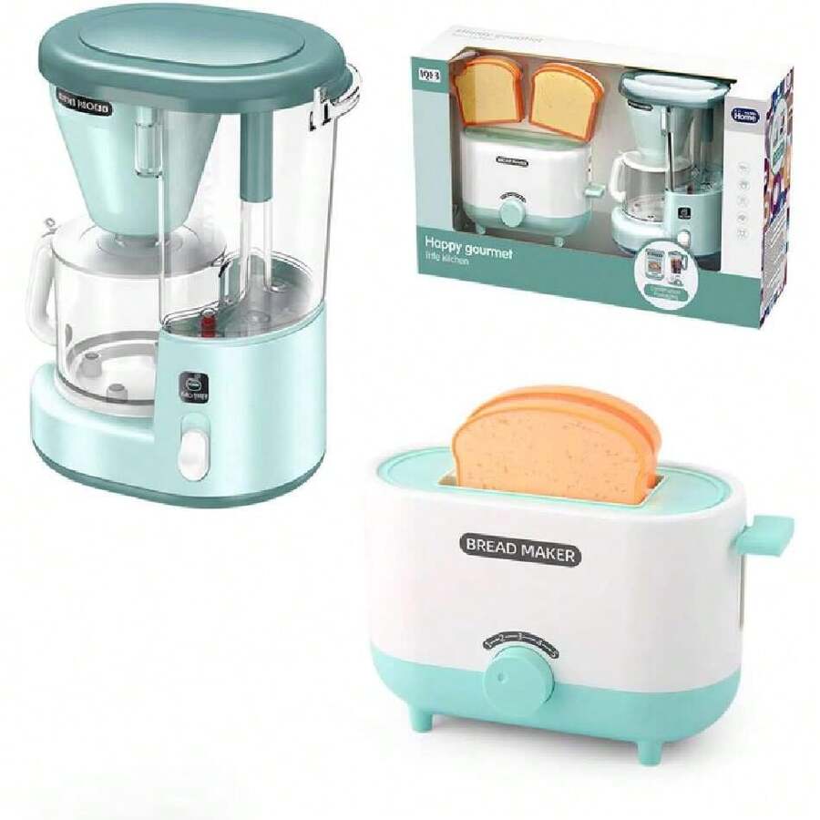KIOVINO Juguetes de Aparatos de Cocina, Juguete de Juguete de Accesorios de Cocina con Cafetera, Tostadora con Luces y Sonidos Realistas, Cumpleaños Regalo de Navidad para Niños Mayores de 3 años,37057165 - Rosa Oxidada - Ver 1