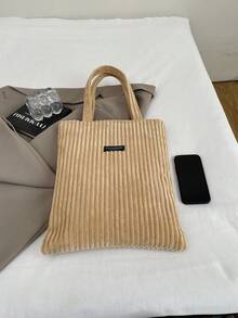 Nueva moda Bolso de hombro casual de gran capacidad para mujer - Caqui - Ver 3