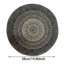 1/2/4/6/8pcs (15 Inch) Round Woven Placemats, Natural Woven Table Mats, Non-Slip Coasters, Suitable For Dining Table, Family Gatherings, Halloween, Christmas, Wedding Parties, Round Jute Striped Placemats, Bohemian Natural Material Creative Placemats, Suitable For Restaurant Dining Table Decor, Vase Decor Pads, Home Kitchen Dining Table Decor Non-Slip Pads For Holiday Parties, Birthdays, Weddings, Home Decor - Black - View 11