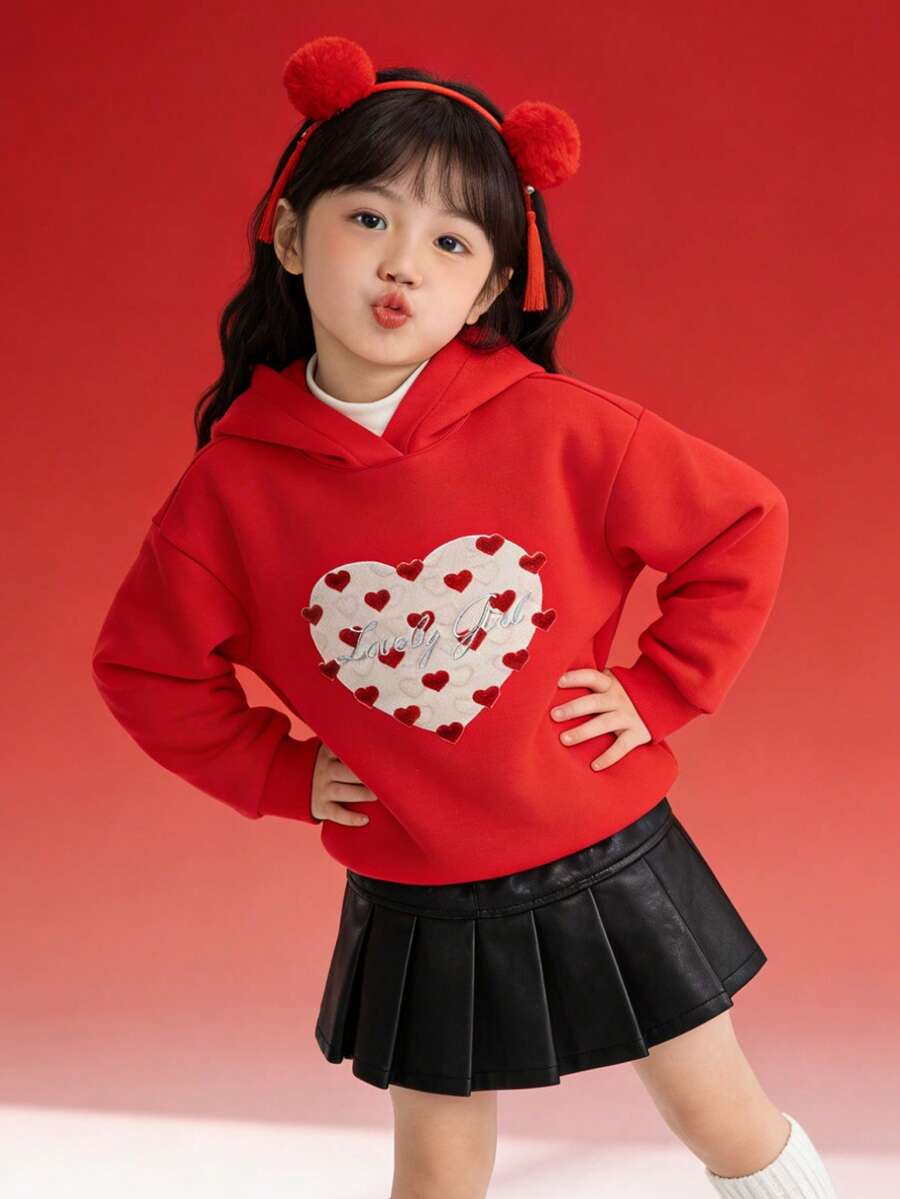 Balabala 女童连帽长袖卫衣，2025新年红色上衣 - 中國紅 - 查看 1