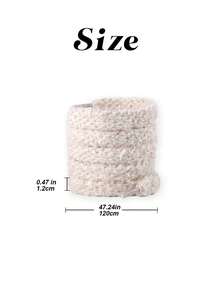 Women's Plush Fuzzy Shoelaces Flat Soft Fluffy Chunky Shoe Laces Thick Strings For Sneakers And Casual Shoes - 米色 - 查看 7