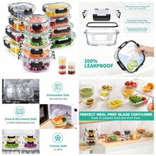 34pcs Glass Food Storage Containers With Lids Set, Airtight Glass Meal Prep Containers (17 Containers & 17 Lids), Leak Proof Lunch Container  , Microwave, Oven, Freezer, Dishwasher  -Black - màu đen - Xem 2