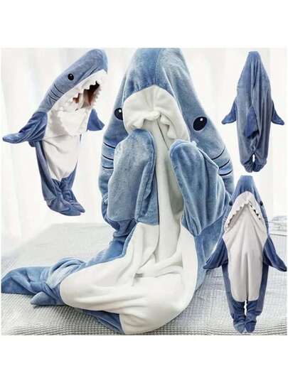 68-Inch Shark Blanket(About 175cm), Family Parent-Child Shark Pajamas, Fun Shark, Shark-Themed Pajamas For Men And Women, Novelty Animal Pajamas, Christmas And Halloween Gifts, Ultra-Soft Shark Pajamas, Suitable For Both Men And Women