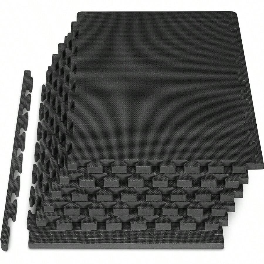 ProsourceFit Extra Thick Puzzle Exercise Mat ¾ and 1" EVA Foam Interlocking Tiles for Protective Cushioned Workout Flooring for Home and Gym Equipment - Negro 1 pulgada 24 pies cuadrados 6 azulejos - Ver 1