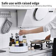 Turnable Rotating Storage Tray Seasoning Bottle Storage Organizer Kitchen AU - White - View 3