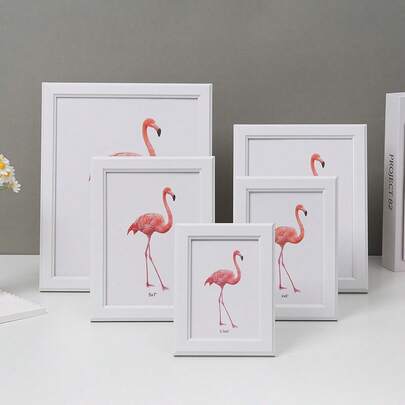 1pc Minimalist Wooden Wall-Mounted Or Tabletop Photo Frame (Includes Random Photo Paper), Suitable For Home, Bedroom, Dining Room, Living Room