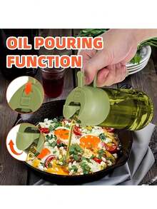 1个16盎司/470毫升不透明深色油喷瓶，烹饪理想之选，二合一厨房橄榄油瓶，优质深绿色玻璃油瓶，喷油器，厨房油壶，喷雾瓶，非常适合烧烤，现代厨房小工具，耐用厨房用具，适用于空气炸锅和烤架，厨房配件，绿色/黄色/白色可选