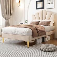 Bed Frames - Beige + Velvet - View 7