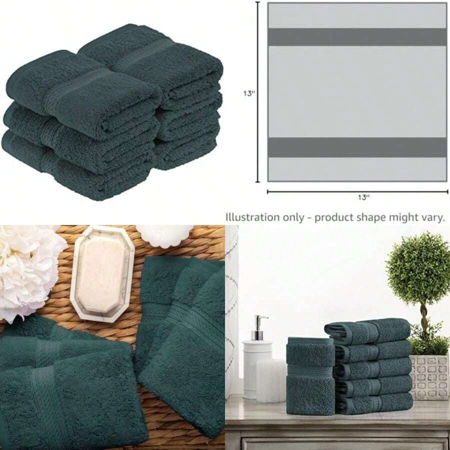 Superior, 900 Gram, Long-Staple Combed Cotton 6-Piece Set,(Face Towel Verde azulado) - Multicolor - Ver 1