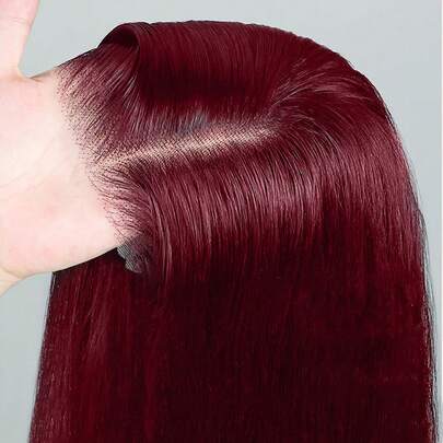 Tóc giả ren phía trước 5x5, 100% tóc thật, đã tỉa sẵn, màu 99J, tóc giả ren trong suốt, dành cho nữ, mật độ 150%, tóc nguyên chất.