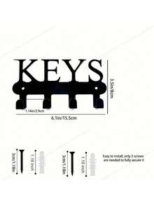 Versatile Metal Key Hook Rack - Easy Install Wall-Mounted Organizer For Coats, Hats, Towels & More - Perfect For Kitchen, Bathroom, Garage Decor