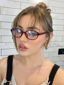 1 副女士时尚椭圆形眼镜 - 复古设计，铆钉装饰，完美契合学术风格和清晰视野！ - 彩色 - 查看 20