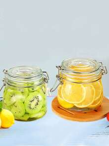1 Sealed Glass Wine Bottle, Kimchi Jar, Kimchi Container, Empty Honey Bottle, Storage Tank, Covered Glass Sealed Storage Tank With Buckles, Silicone Gasket, Moisture-Proof And Leak-Proof, Thickened Glass For More Durability, Suitable For Candle Storage, Kitchen Storage, Household Wine Bottles, Empty Honey Bottles, Small Storage Tanks - Transparent - View 6