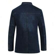 Navidad Hombres Blazers Primavera Nueva llegada Traje de denim Chaqueta Casual Loose Fit Large Size Juventud Moda Hombres Ropa - Azul Marino - Ver 2