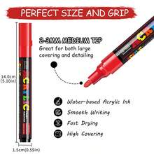 24/18/12 Colors Acrylic Marker Pen Set, Long-Lasting And Fade-Resistant, Ideal For Artists, Illustrators, Crafters, Coloring Books, DIY Projects On Paper, Fabric, Wood, Stone, Plastic, Glass, Ceramic, Pumpkin And More. Suitable For Students And Adults, Also A Great Gift For Thanksgiving, Halloween, Christmas