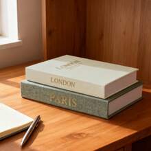 2pcs/Set Linen Decorative Book Boxes, Elegant Decor For Coffee Table, Bookshelf Or Fireplace - Modern Home Decor, Suitable For Photo Storage And As Keepsake Boxes - Green - View 6