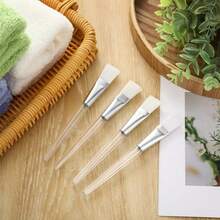 50pcs Soft Face Mask Brushes, Transparent Plastic Handle, Suitable For Skincare, Body Lotion Application - Clear - View 5