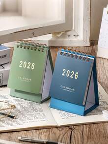 1pc Compact Desk Calendar 2026 - Monthly Small Desktop Planner, Daily Schedule Planner, Twin-Wire Binding For Office, School, Home Planning, Creative Decorative Tabletop Calendar, For Bedroom, Home Decor, New Year Gift, Co-Worker Gift, Room Decor, Valentine's Day, Wedding - Multicolor - View 6