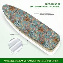 Funda para Burro de Planchar 147x48CM Funda para Tabla de Planchar Bordes Elásticos para Ajuste Perfecto Relleno Grueso para Planchado Suave Resistente a Manchas y Quemaduras Fácil Instalación - Flores de naranja - Ver 3