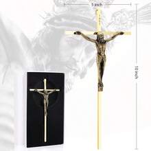 DCCXN Crucifijo de pared cruz de metal católica colgante decoración de pared 10 pulgadas oro brillante - Orobrillante - Ver 4