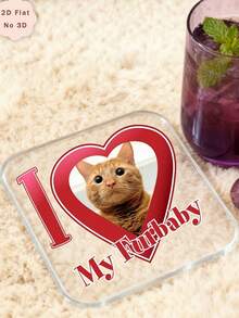 1Pc Custom Photo Coaster - Personalized "I Love My Boyfriend/Girlfriend" Heart Design, Customize With Your Photo And Text, Couple Acrylic Coasters, Valentine's Day, Birthday Gift - Multicolor 6 - View 5