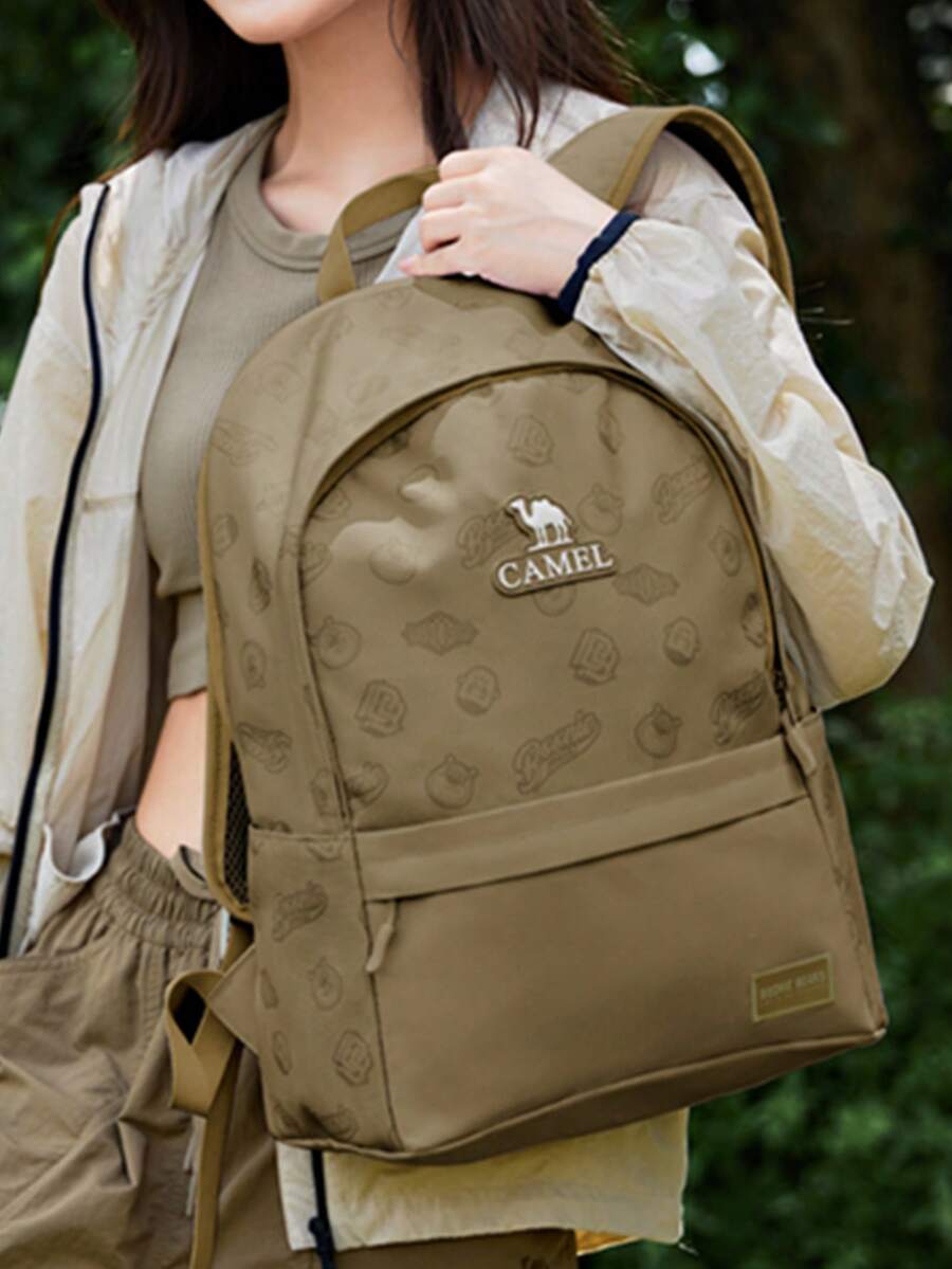 CAMEL CROWN 户外徒步背包，单肩包，大容量便携式露营远足背包，男女通用，防水耐磨书包 - 椰殼棕色 - 查看 1